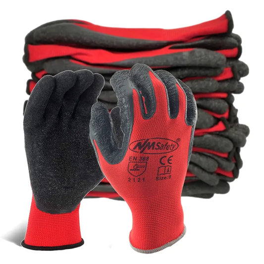 24Pieces/ 12 Pairs Latex Grip Safety Working Glove Construction Garden industry Polyester Gloves For Men or Woman